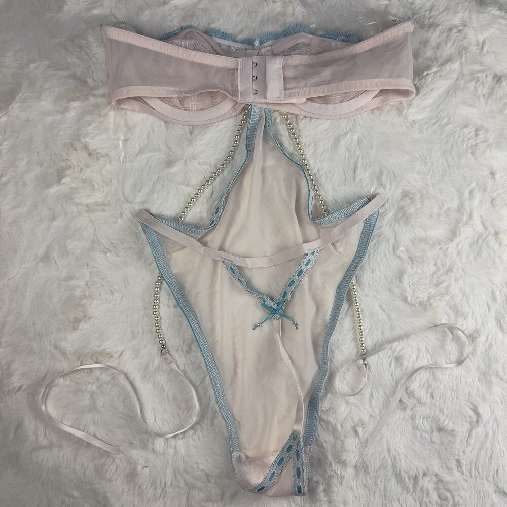 Victoria’s Secret Very Sexy Cherry Blossom Embroidered Mesh Teddy Pink Sz.M NWT - Picture 5 of 7